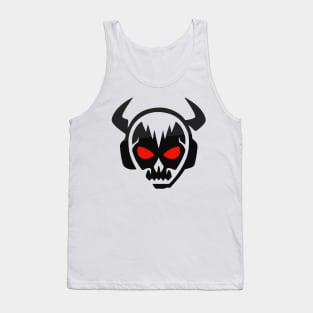 Horned skull with headphones and red eyes Tank Top